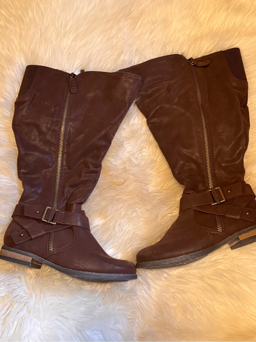 torrid Brown Mid-Calf Zip Buckle Riding Boots